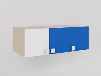 Антресоль на шкаф 3-х створчатый Скай (Синий/Белый/корпус Клен) в Минусинске - minusinsk.mebel54.com | фото