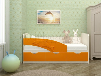 Дельфин-3 Кровать детская 3 ящика без ручек 1.8 Оранжевый глянец в Минусинске - minusinsk.mebel54.com | фото