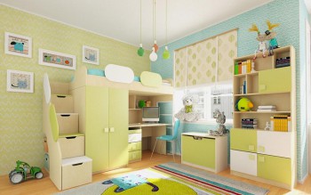 Детская комната Эппл (Зеленый/Белый/корпус Клен) в Минусинске - minusinsk.mebel54.com | фото