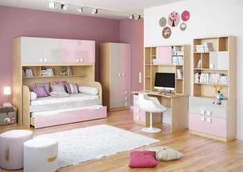 Детская комната Грэйси (Розовый/Серый/корпус Клен) в Минусинске - minusinsk.mebel54.com | фото