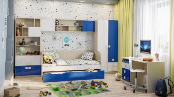 Детская комната Скай Люкс (Синий/Белый/корпус Клен) в Минусинске - minusinsk.mebel54.com | фото
