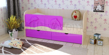 Друзья Кровать детская 2 ящика 1.6 Фиолетовый глянец в Минусинске - minusinsk.mebel54.com | фото