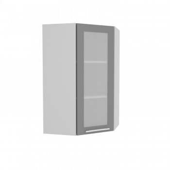 Гарда ВПУС 550 шкаф верхний угловой со стеклом высокий (Серый Эмалит/корпус Серый) в Минусинске - minusinsk.mebel54.com | фото