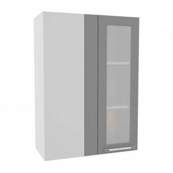 Гарда ВПУС 650 шкаф верхний угловой со стеклом высокий (Серый Эмалит/корпус Серый) в Минусинске - minusinsk.mebel54.com | фото