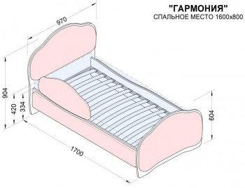 Кровать 160 Гармония 67 Светло-фиолетовый (мягкий бортик) в Минусинске - minusinsk.mebel54.com | фото