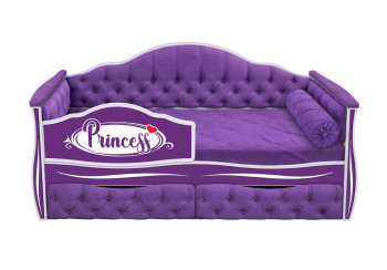 Кровать 160 серии Иллюзия 2 ящика 32 Фиолетовый (мягкие боковые накладки/подушка валик) в Минусинске - minusinsk.mebel54.com | фото