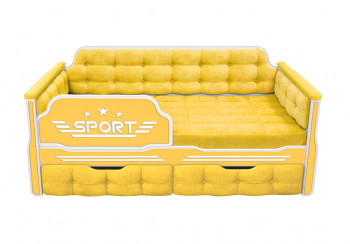 Кровать 160 серии Спорт 2 ящика 74 Жёлтый (мягкие боковые накладки) в Минусинске - minusinsk.mebel54.com | фото