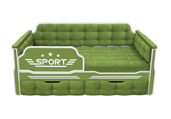 Кровать 160 серии Спорт 2 ящика 76 Зелёный (мягкие боковые накладки) в Минусинске - minusinsk.mebel54.com | фото