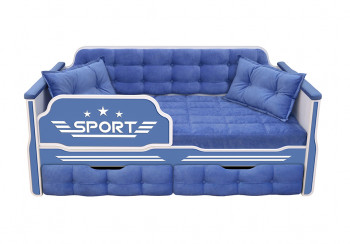 Кровать 160 серии Спорт 2 ящика 85 Синий (подушки) в Минусинске - minusinsk.mebel54.com | фото