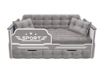 Кровать 170 серии Спорт 1 ящик 45 Серый (подушки) в Минусинске - minusinsk.mebel54.com | фото