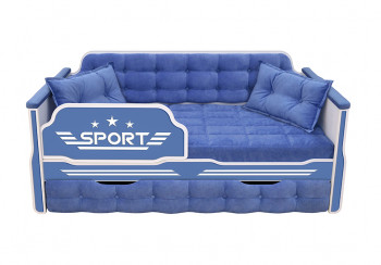 Кровать 170 серии Спорт 1 ящик 85 Синий (подушки) в Минусинске - minusinsk.mebel54.com | фото