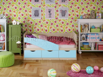 Кровать Бабочки 1,6м (Голубой матовый) в Минусинске - minusinsk.mebel54.com | фото