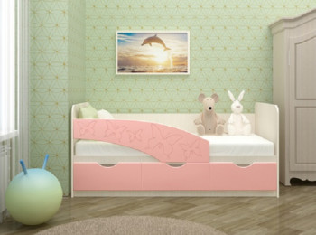 Кровать Бабочки 1,6м (Розовый металлик) в Минусинске - minusinsk.mebel54.com | фото