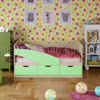 Кровать Бабочки 1,6м (Салат матовый) в Минусинске - minusinsk.mebel54.com | фото