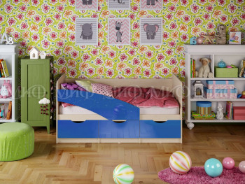 Кровать Бабочки 1,6м (Синий металлик) в Минусинске - minusinsk.mebel54.com | фото