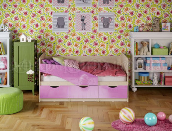 Кровать Бабочки 1,6м (Сиреневый металлик) в Минусинске - minusinsk.mebel54.com | фото