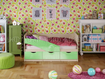 Кровать Бабочки 2,0м (Салатовый металлик) в Минусинске - minusinsk.mebel54.com | фото