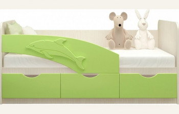 Кровать детская 1,6м Дельфин (Салатовый металлик) в Минусинске - minusinsk.mebel54.com | фото