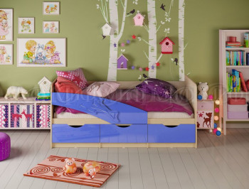 Кровать детская 1,6м Дельфин (Синий металлик) в Минусинске - minusinsk.mebel54.com | фото