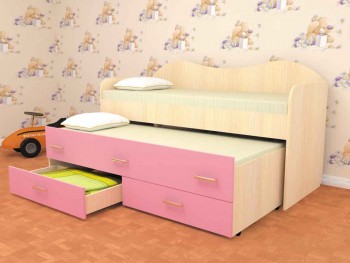 Кровать детская Нимфа двухместная 2.0 Дуб молочный/Розовый в Минусинске - minusinsk.mebel54.com | фото