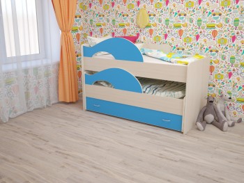 Кровать детская Радуга 1600 Млечный дуб/Голубой в Минусинске - minusinsk.mebel54.com | фото