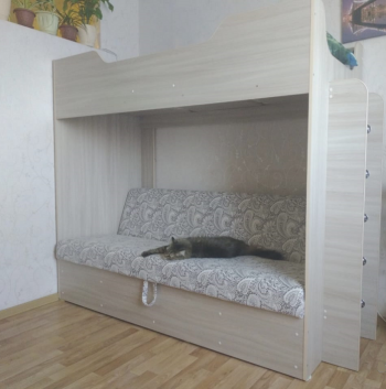 Кровать двухъярусная с диваном (Беленый дуб) в Минусинске - minusinsk.mebel54.com | фото