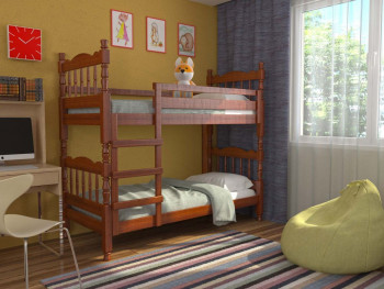 Кровать двухъярусная Соня из массива сосны 800*1890 Орех в Минусинске - minusinsk.mebel54.com | фото