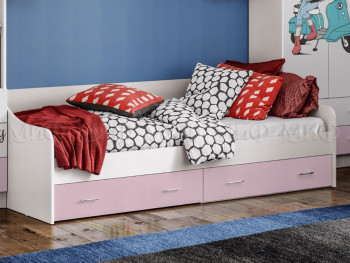 Кровать Fashion-1 Вега 0,9 м (Белый/Розовый) в Минусинске - minusinsk.mebel54.com | фото
