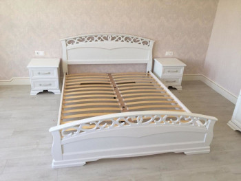 Кровать Грация-1 из массива сосны 1600*2000 Белый античный в Минусинске - minusinsk.mebel54.com | фото