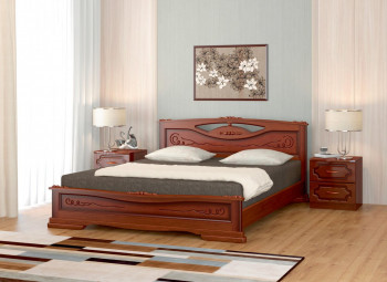 Кровать Карина-7 из массива сосны 1400*2000 Орех в Минусинске - minusinsk.mebel54.com | фото