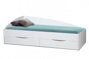 Кровать одинарная "Фея - 3" (асимметричная) (2000х900) New/(белый / белый / ДВПО белый) в Минусинске - minusinsk.mebel54.com | фото