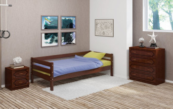 Кровать одинарная ГЛОРИЯ из массива сосны  900*2000 (Орех) в Минусинске - minusinsk.mebel54.com | фото