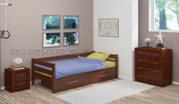 Кровать одинарная ГЛОРИЯ из массива сосны  900*2000 (Орех) в Минусинске - minusinsk.mebel54.com | фото