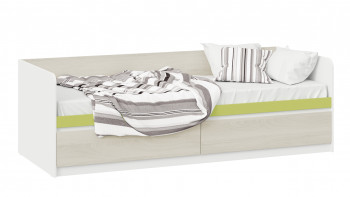 Кровать «Сканди» с 2 ящиками Дуб Гарден/Белый/Зеленый в Минусинске - minusinsk.mebel54.com | фото