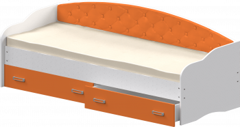 Кровать Софа-7 с мягкой спинкой (800х1900) Белый/Оранжевый в Минусинске - minusinsk.mebel54.com | фото