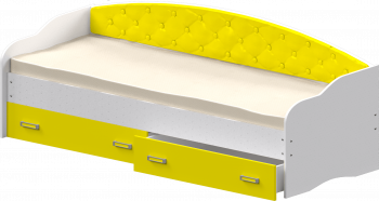 Кровать Софа-7 с мягкой спинкой (800х2000) Белый/Желтый в Минусинске - minusinsk.mebel54.com | фото