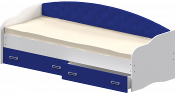 Кровать Софа-7 с мягкой спинкой (800х2000) Белый/Синий в Минусинске - minusinsk.mebel54.com | фото