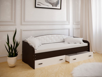 Кровать Софа-7 с мягкой спинкой (800х2000) Венге/ Белый в Минусинске - minusinsk.mebel54.com | фото