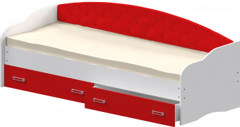 Кровать Софа-8 с мягкой спинкой (900х1900) Белый/Красный в Минусинске - minusinsk.mebel54.com | фото