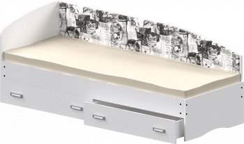 Кровать Софа-9 с мягкой спинкой с рисунком Милана (900х2000) Белый в Минусинске - minusinsk.mebel54.com | фото