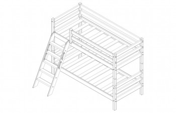 Кровать Соня вариант 12 низкая с наклонной лестницей Белый полупрозрачный в Минусинске - minusinsk.mebel54.com | фото