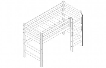Кровать Соня вариант 5 полувысокая с прямой лестницей белый полупрозрачный в Минусинске - minusinsk.mebel54.com | фото