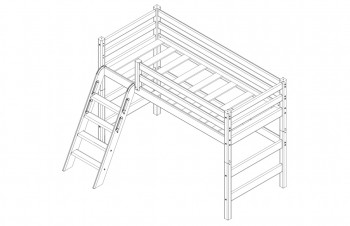 Кровать Соня вариант 6 полувысокая с наклонной лестницей Белый полупрозрачный в Минусинске - minusinsk.mebel54.com | фото