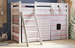 Кровать Соня вариант 6 полувысокая с наклонной лестницей Белый полупрозрачный в Минусинске - minusinsk.mebel54.com | фото