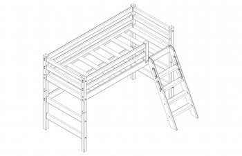 Кровать Соня вариант 6 полувысокая с наклонной лестницей Лаванда в Минусинске - minusinsk.mebel54.com | фото