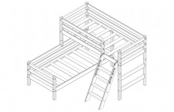 Кровать Соня вариант 8 угловая с наклонной лестницей Белый полупрозрачный в Минусинске - minusinsk.mebel54.com | фото