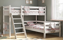 Кровать Соня вариант 8 угловая с наклонной лестницей Белый полупрозрачный в Минусинске - minusinsk.mebel54.com | фото