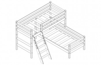 Кровать Соня вариант 8 угловая с наклонной лестницей Лаванда в Минусинске - minusinsk.mebel54.com | фото
