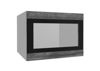 Лофт ВПГСФ 600 шкаф верхний горизонтальный со стеклом высокий с фотопечатью (Дуб бурый/корпус Серый) в Минусинске - minusinsk.mebel54.com | фото