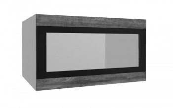 Лофт ВПГСФ 800 шкаф верхний горизонтальный со стеклом высокий с фотопечатью (Дуб бурый/корпус Серый) в Минусинске - minusinsk.mebel54.com | фото